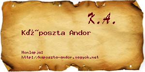 Káposzta Andor névjegykártya