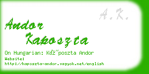 andor kaposzta business card